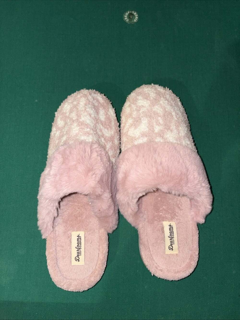 Dearfoams Cozy Comfort Womens Scuff Slippers Pink Faux Fur Size XL 11-12
